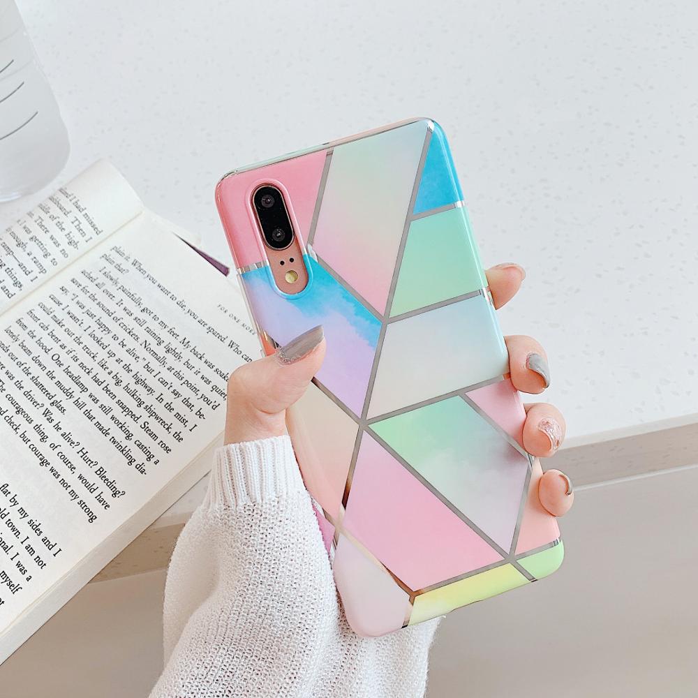 Shiny Glitter Chrome Geometric Granite Phone Case Cover for iPhone 5.8 2019 Xs Max ,for iPhone 6.5 inch 2019 Marble Case