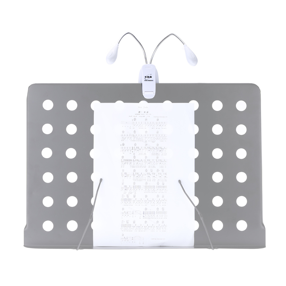 Flexible Mini Clip On 4 LEDs 2 Arms Light Lamp for Music Stand reading pianos keyboard 4 Brightness 3 Colors
