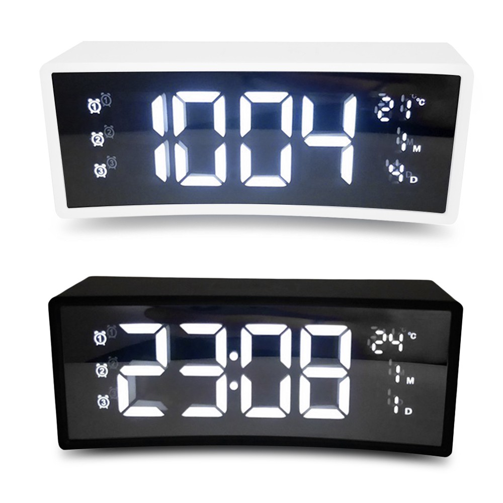 3D Curved Surface Screen Floating LED Display Smart Alarm Electronic Clock Three Brightening Modes Alarm Clocks