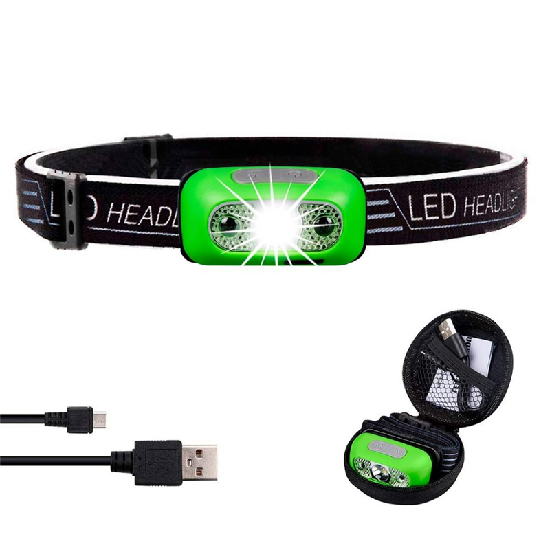 Mini Headlamp red white Headlight USB Rechargeable Head Torch Flashlight Lamp Light Camping