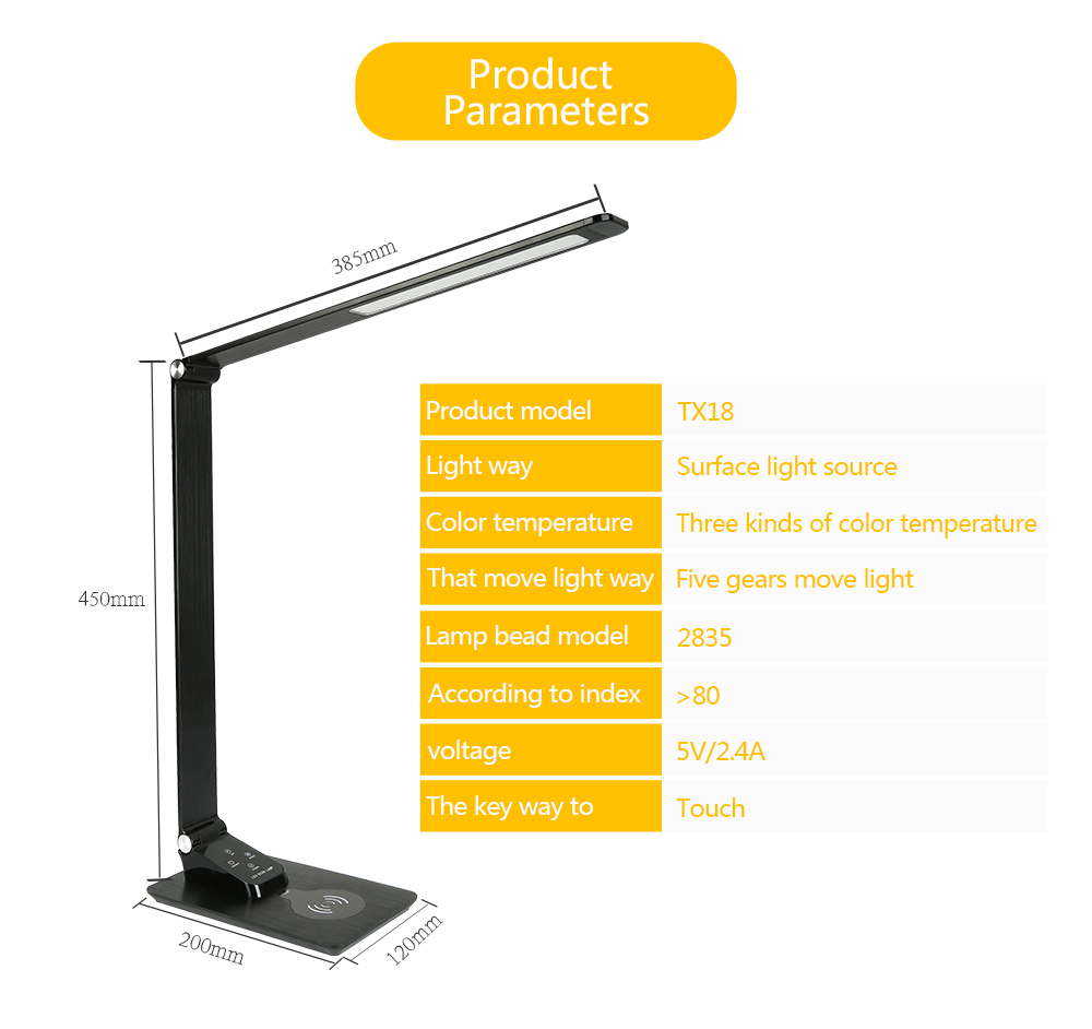 LED Table Desk Lamp 2 In 1 QI Wireless Charging Creative Eye Protection Multi-Function Reading Light For Mobile Phone charge