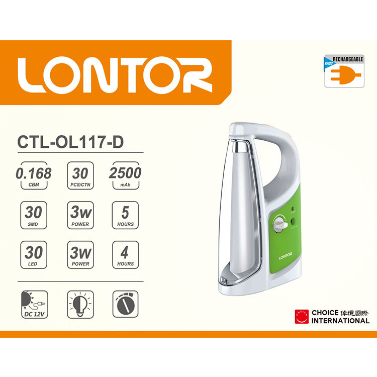 LONTOR multifunctional  rechargeable camping lantern     CTL- OL117-D