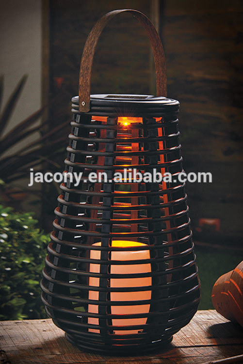 Solar Rattan Teardrop Candle Lantern (JL-2206)