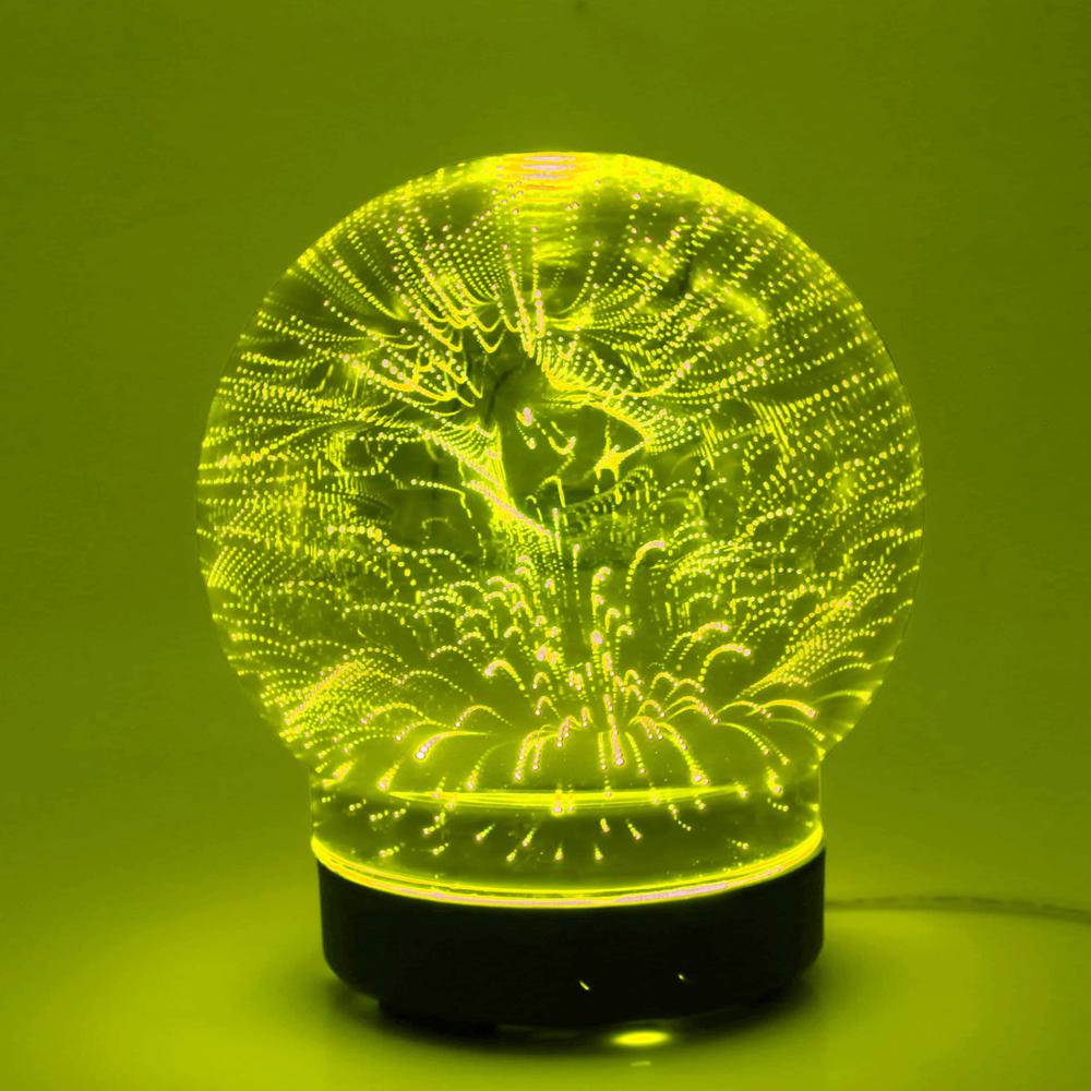 100ml fireworks design 3D glass electronic ultrasonic aroma diffuser cool mist humidifier with LED light and Timer