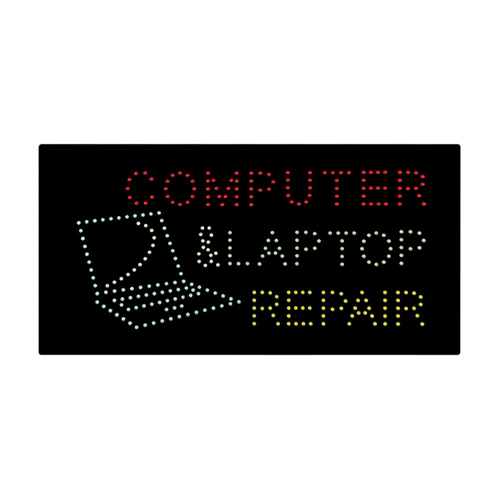 Hidly 12*24'' Rectangle Shape Computer Laptop Repair LED Open Sign Indoor Animated Advertising Acrylic LED Window Sign