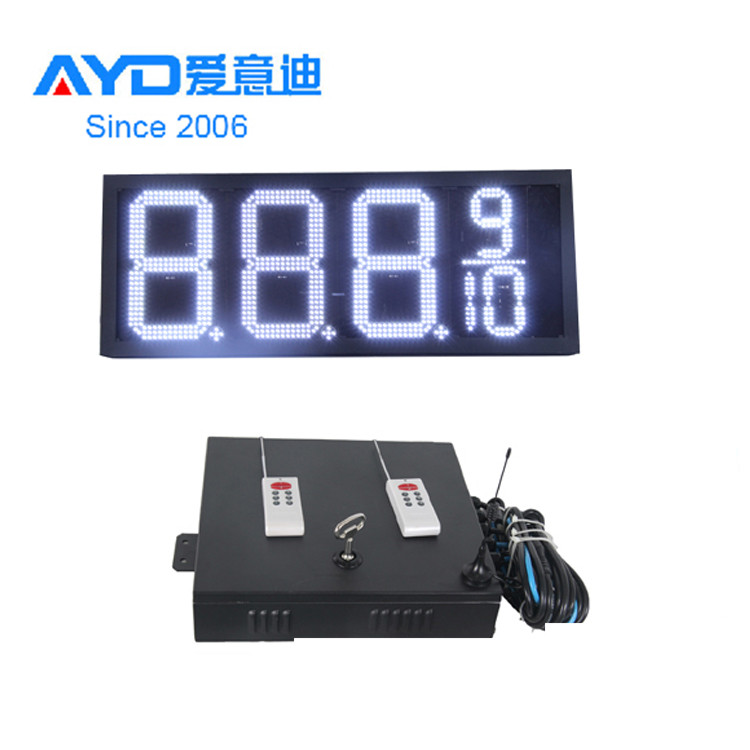 Europe popular 12'' Bright White Outdoor Waterproof LED Gas Price Sign with RF Remote Control, Wifi Control for Gas Station