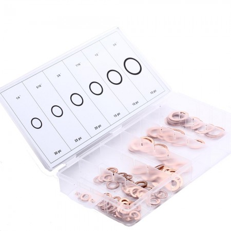 110 Copper Washer Seals Ring Assortment 6 Sizes with Bo