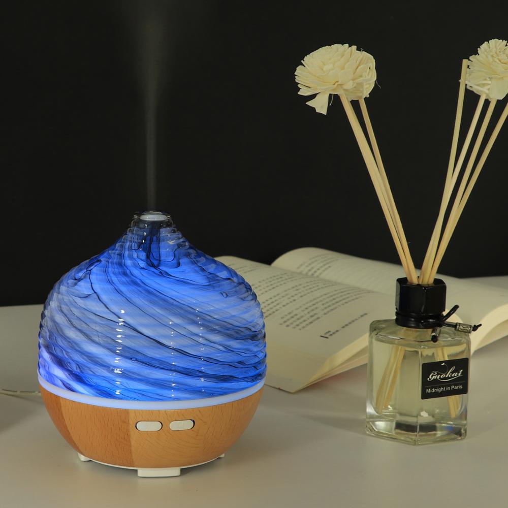 200ml Glass Aroma Diffuser with Beautiful Warm Color LED Lights with Waterless Auto-Off Function, Nice Decor in Office and Home
