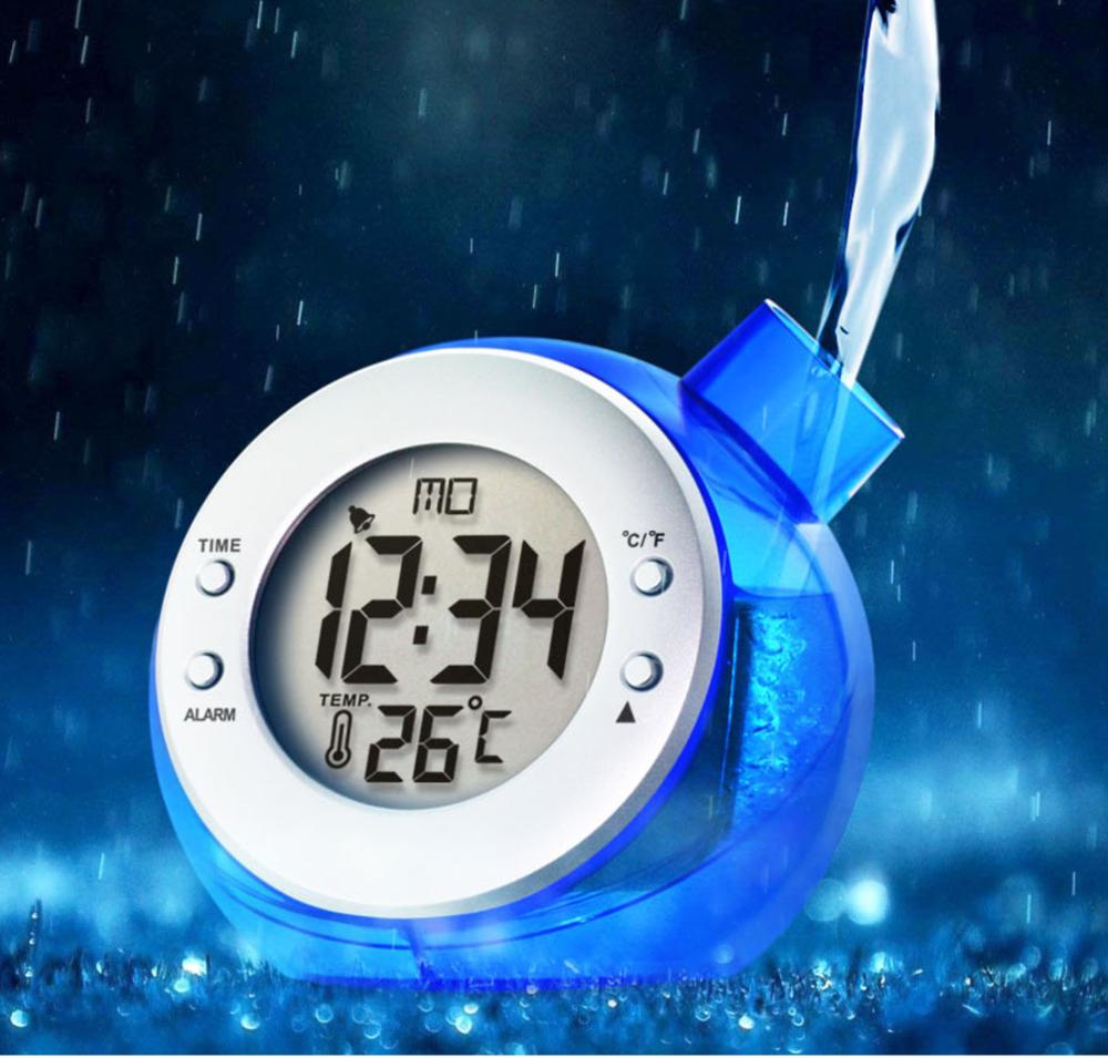 Mini bottle shape digital table alarm power clock Led calendar temperature Snooze water powered clock