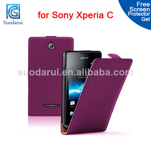 Mix colors Slim Flip Leather cover for sony xperia c c2305 s39h