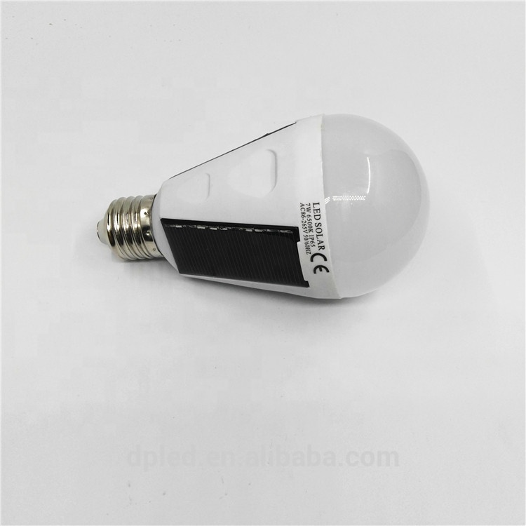 Solar led rechargeable light bulb with 3 solar panel built in