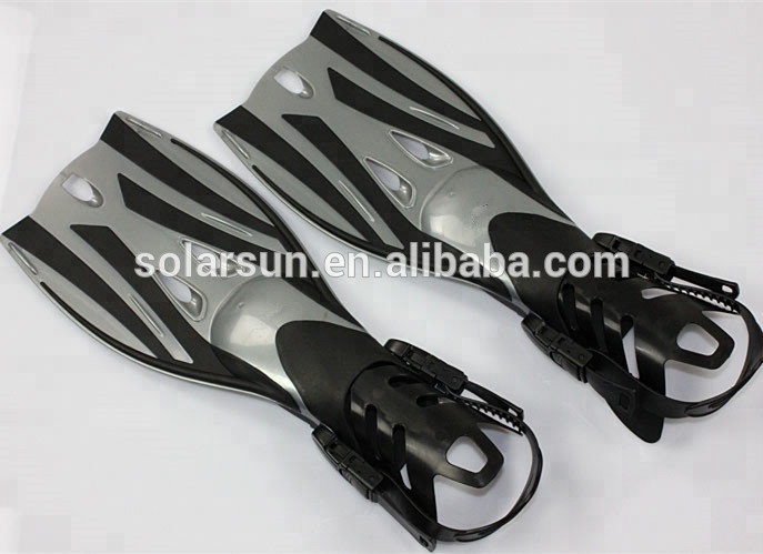Short training fins for kids open heel adjustable diving swimming fins