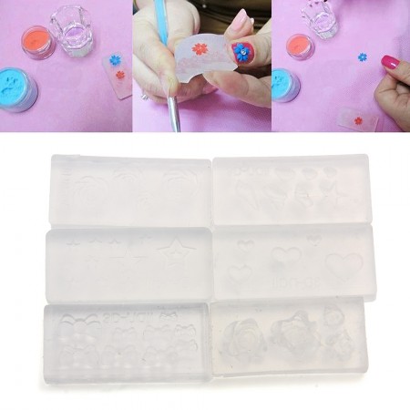 6Pcs Fashion Durable 3D Acrylic Mold for Nail Art DIY Decoration Silicone Design