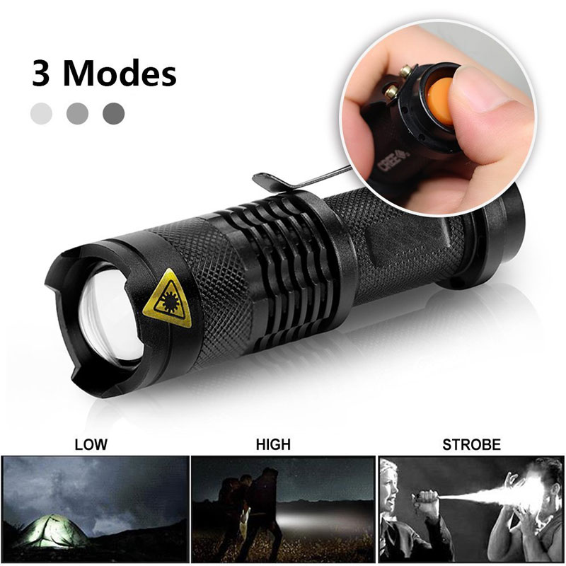 300lm Mini Led Flashlight SK68 Pocket Torch Adjustable Focus Zoom Light lamp