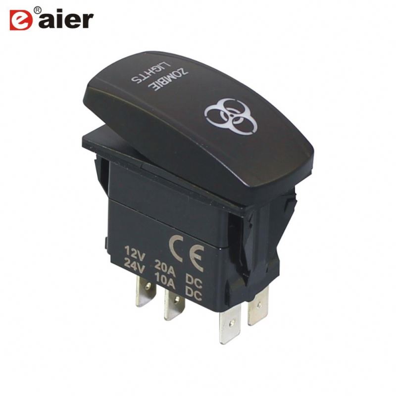 20A 2 Position (ON) OFF Red Rocker Switch Black SPST LED