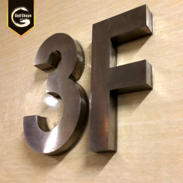 Factory Stainless Steel Non-illuminated 3D Black Letter Number Signs Channel Letter  Metal Sign