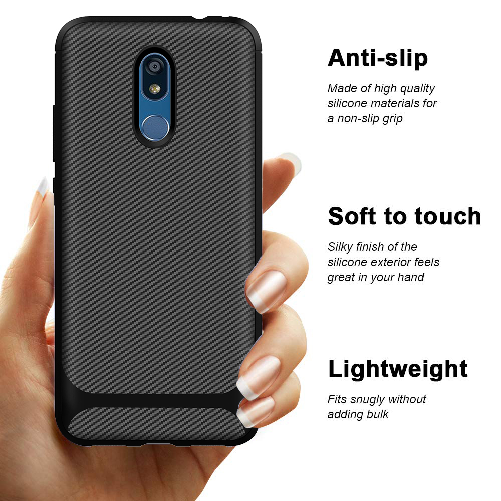 Carbon Fiber Silicon Back Cover For LG K40 Phone Case