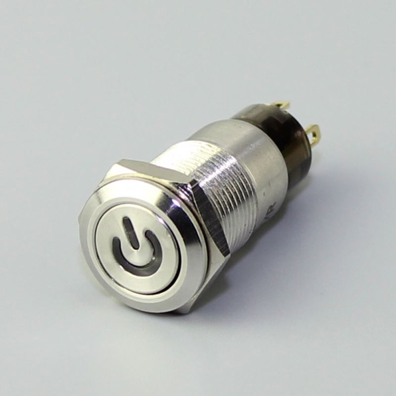 12mm Latching Illuminated PCB Power Pushbutton Switch Anti Vandal