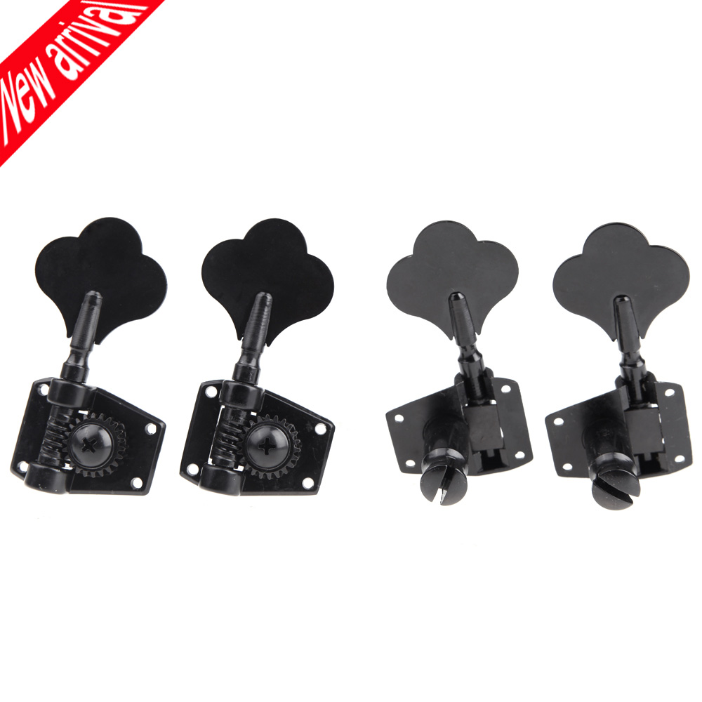 4pcs/set 4R Black Electric Bass Tuners Machine Heads Tuning Pegs Keys Set With Mounting Screws & Ferrules Guitar Parts
