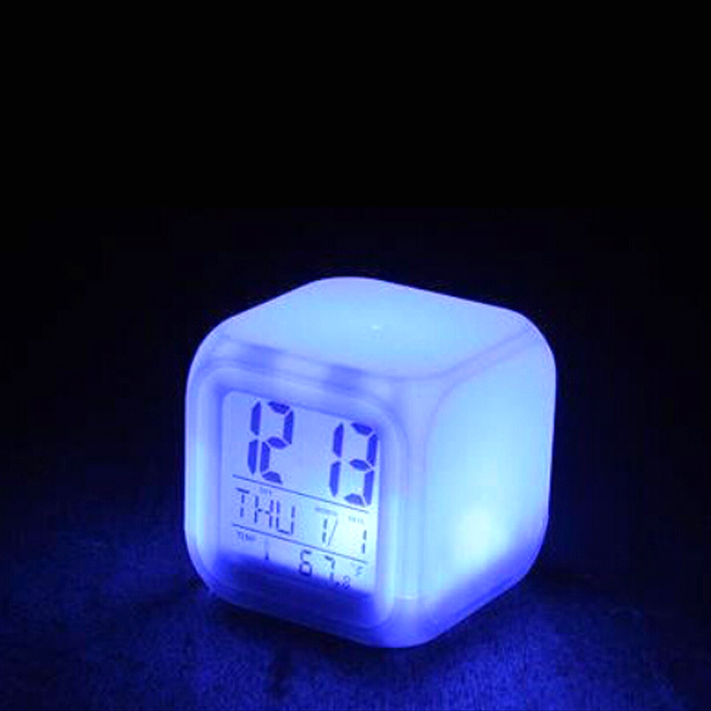 Colorful Alarm Clock Cartoon Kids Gift digital Alarm clock wake up light table clock Led 7 Colors Show