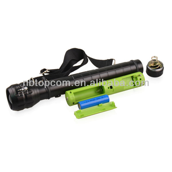 black color tactical cree led torch rechargeable flashlight TP-1844