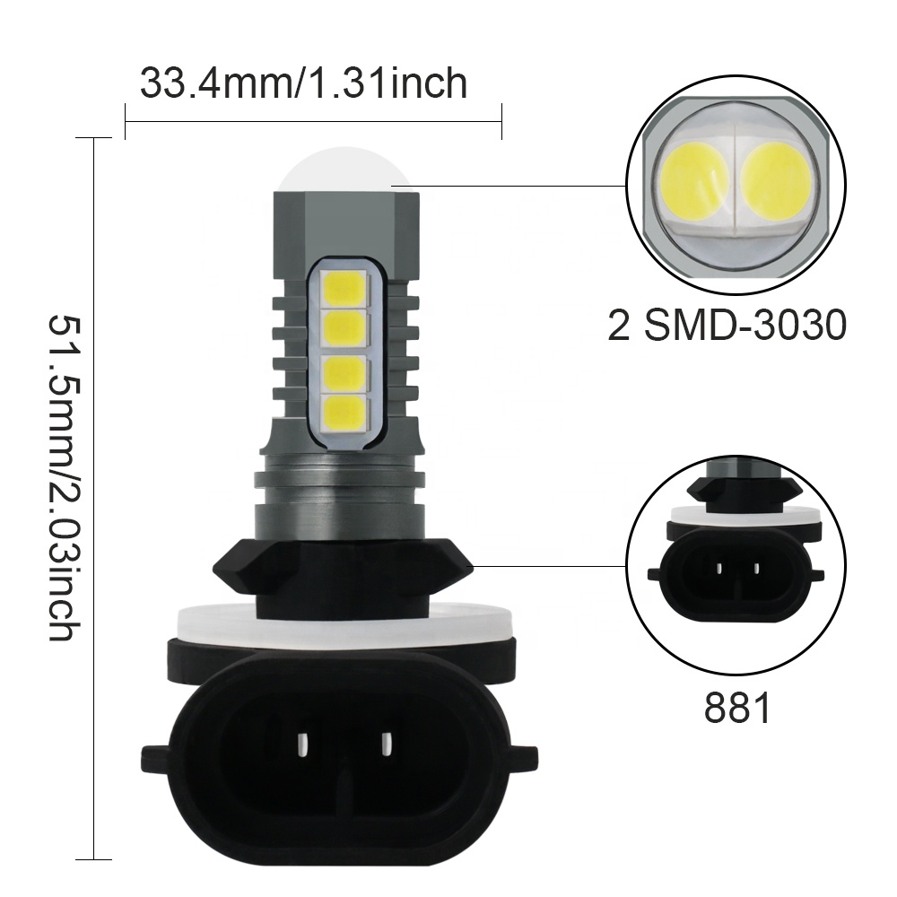 Good Quality 881 16Smd 2835 2Smd 3030 80W Accent Fog High Lamp Light