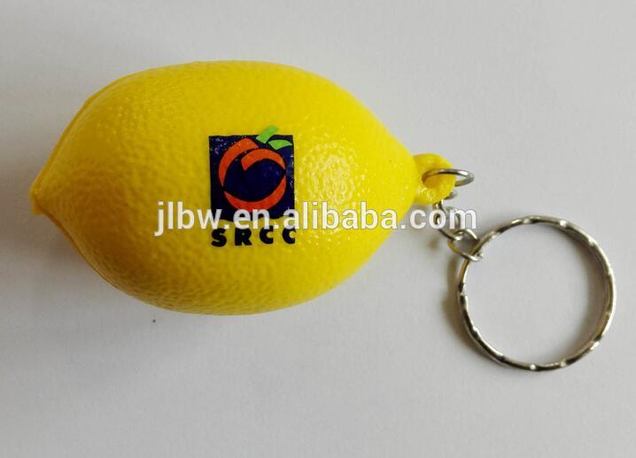 Lemon shape memory foam stress balls keychain keyfinder