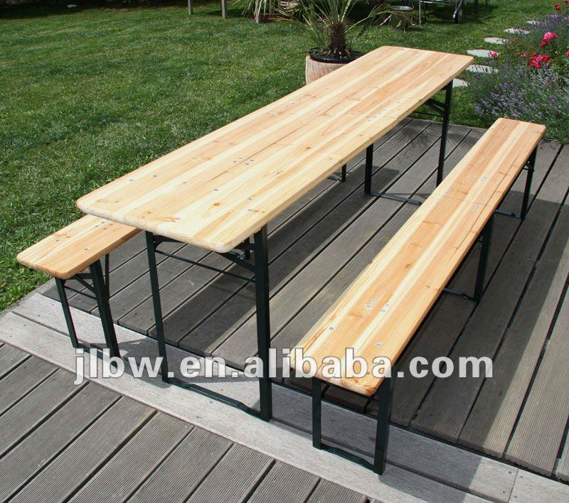 Outdoor Wooden Beer Garden Table and Bench Set