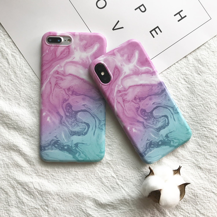 IMD Rainbow Swirl Marble Case for iPhone X 8 7 6 plus , for iPhone 8 Plus Marble Case