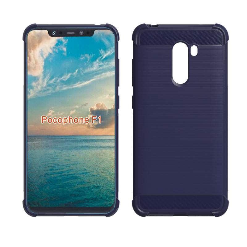 newstyle Carbon Fiber Cover soft Tpu Brushed case For Xiaomi Pocophone F1