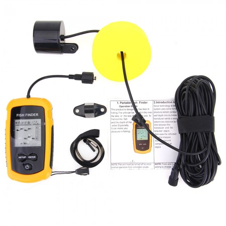 100m Portable Sonar Sensor Fish Finder Fishfinder Alarm Beam Transducer
