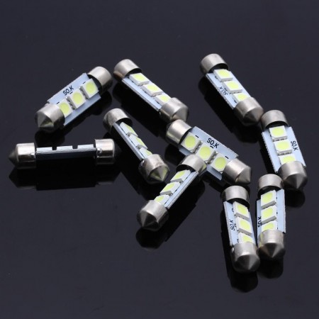 36mm 3 5050 SMD LED White Car Dome Festoon Interior Light Bulbs