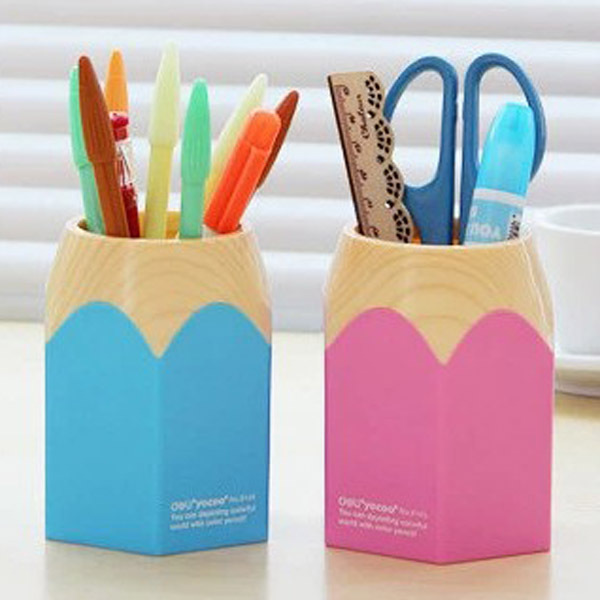 Fancy Table Plastic Pen Pencil Holder Desktop Pencil Shape Penholder