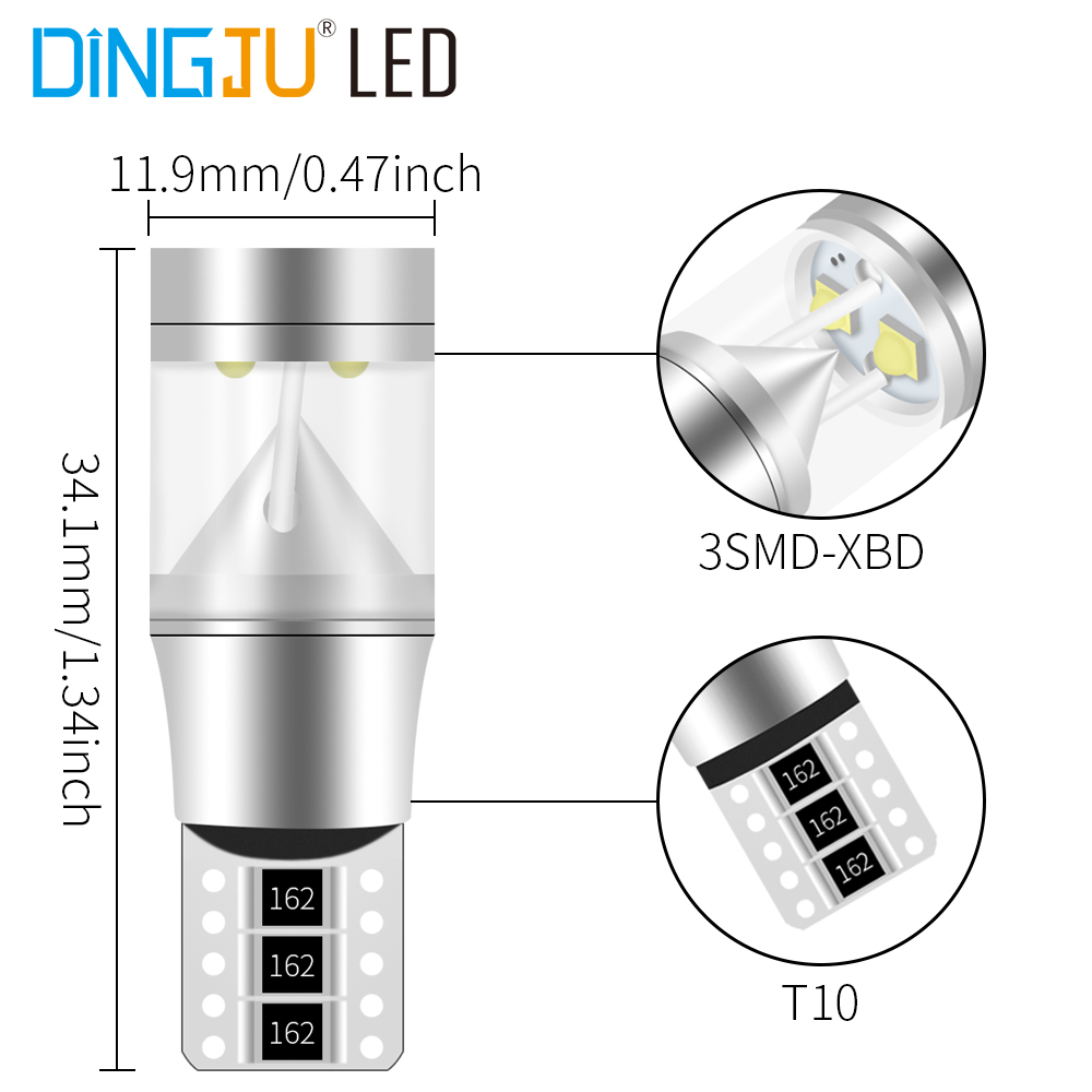 Factory Supplying T10 W5w 194 501 3smd Xbd Led Auto Bulb 12v Instrument Light Reading Lamp The Most Competitive Price