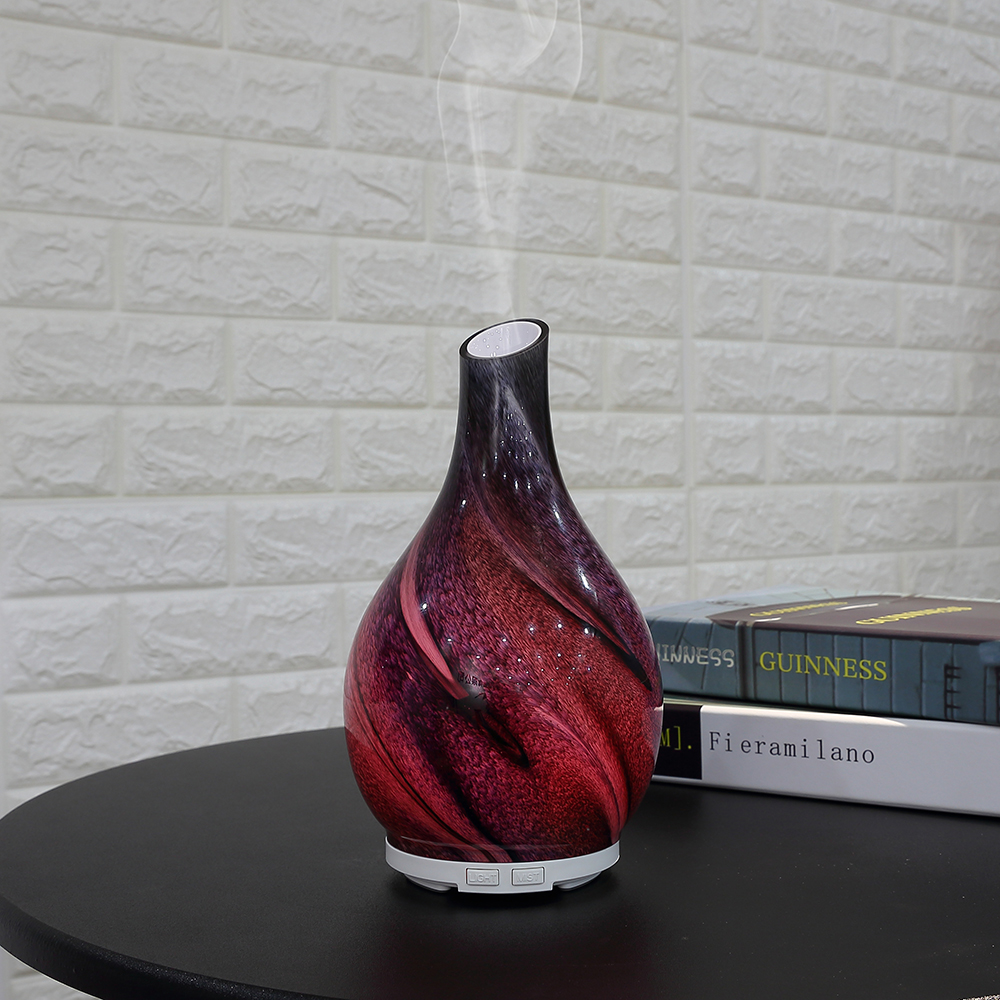 Hidly High Quality Marble Design Aroma Diffuser Beautiful Glass Cover, BPA Free PP Tank with Colorful LED light