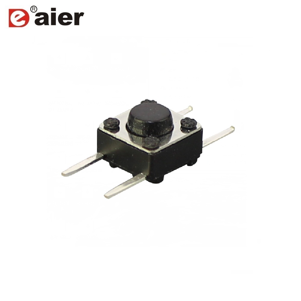 6x6MM KFC-A06 4 Flat Terminals Tact Switch With Black Button