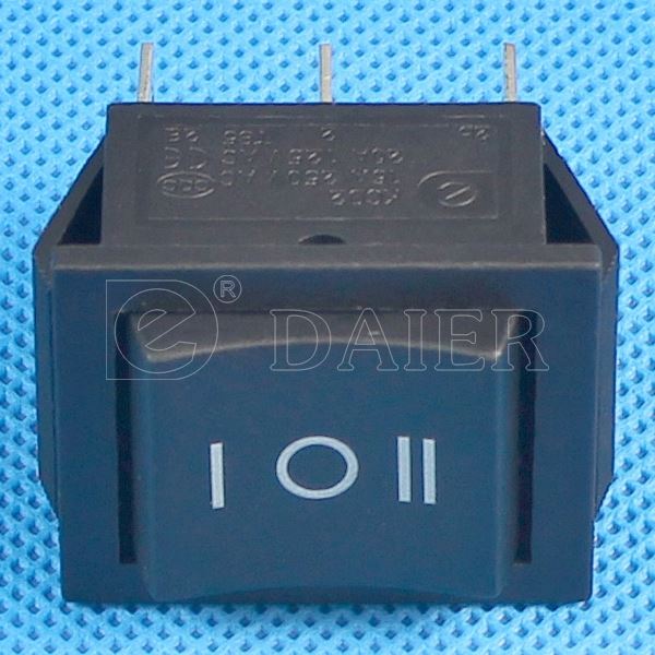 Black 3 Position Double Pole KCD4 250V Momentary Rocker Switch