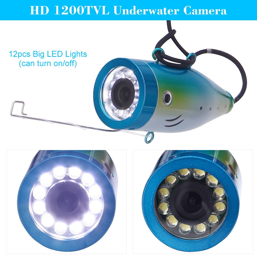 Underwater Mini Fishing Camera HD 1200TVL With 30 Meter Cable 12pcs LED Fish Finder Video Camera for Ice/Sea/River