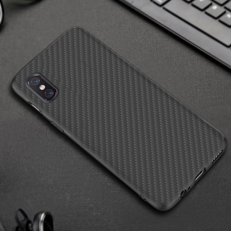 Matte Finish Carbon Fiber Textured Light Thin Shock Absorbing Bumper Skin hard case For Xiaomi mi8 Pro