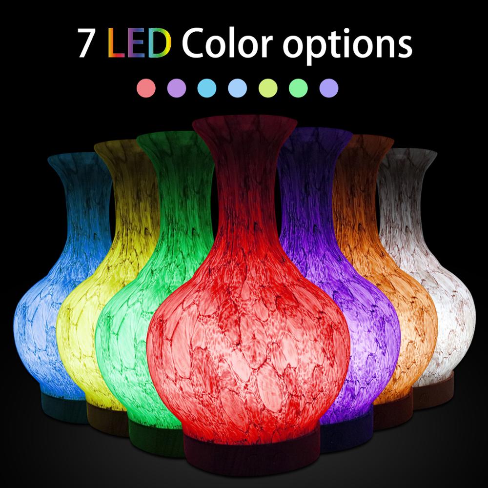 100ml Glass Marble Design Aromatherapy Essential Oil Diffuser,Waterless Auto Shut-off Cool Mist Humidifier  with 7 color Change