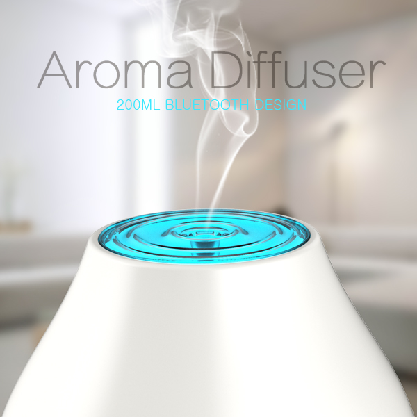 Hidly 200ml Ultrasonic Aromatherapy Diffuser with Bluetooth Speaker, Air Humidifier, Natural Fragrance 2018 Best Seller