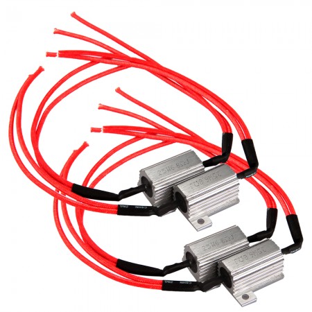 4pcs 25W 6.8ohms LED Turn Signal Light Resistor for 12V Motorcycle Car Silver