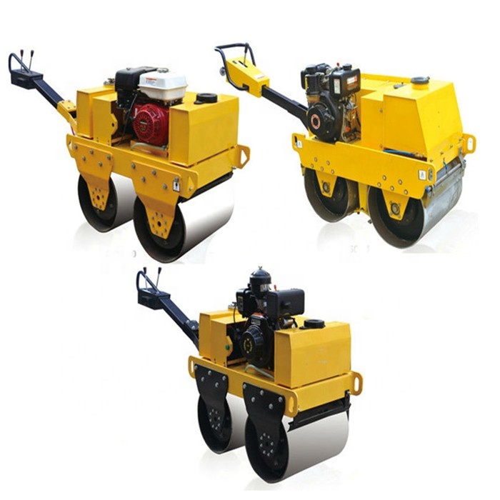 Hand-held walk behind double steel wheel vibratory road roller compactor