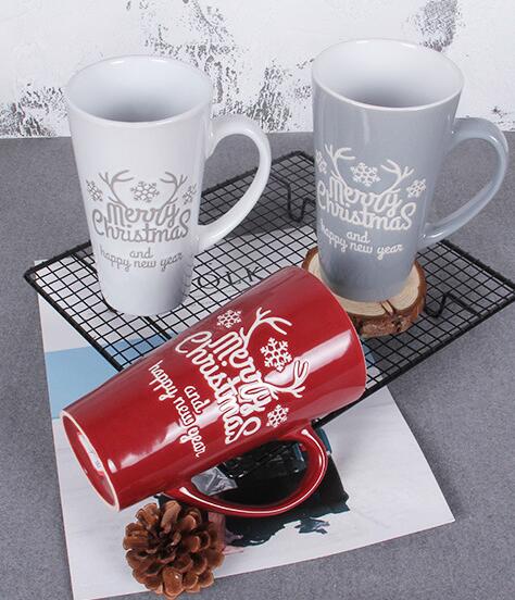 Promotion Gift Porcelain Christmas Cups Snowflake and Elk Pattern Mug