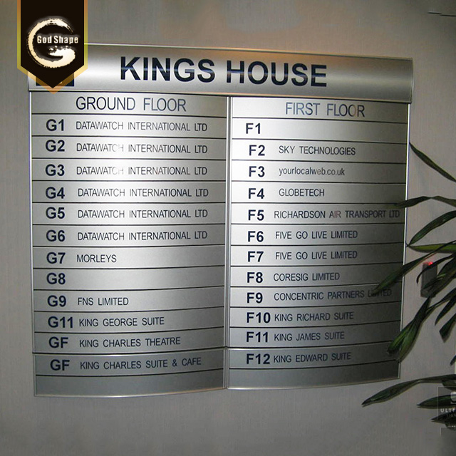 Aluminum Alloy Wall Wayfinding Signage Guidance Building Indoor Sign