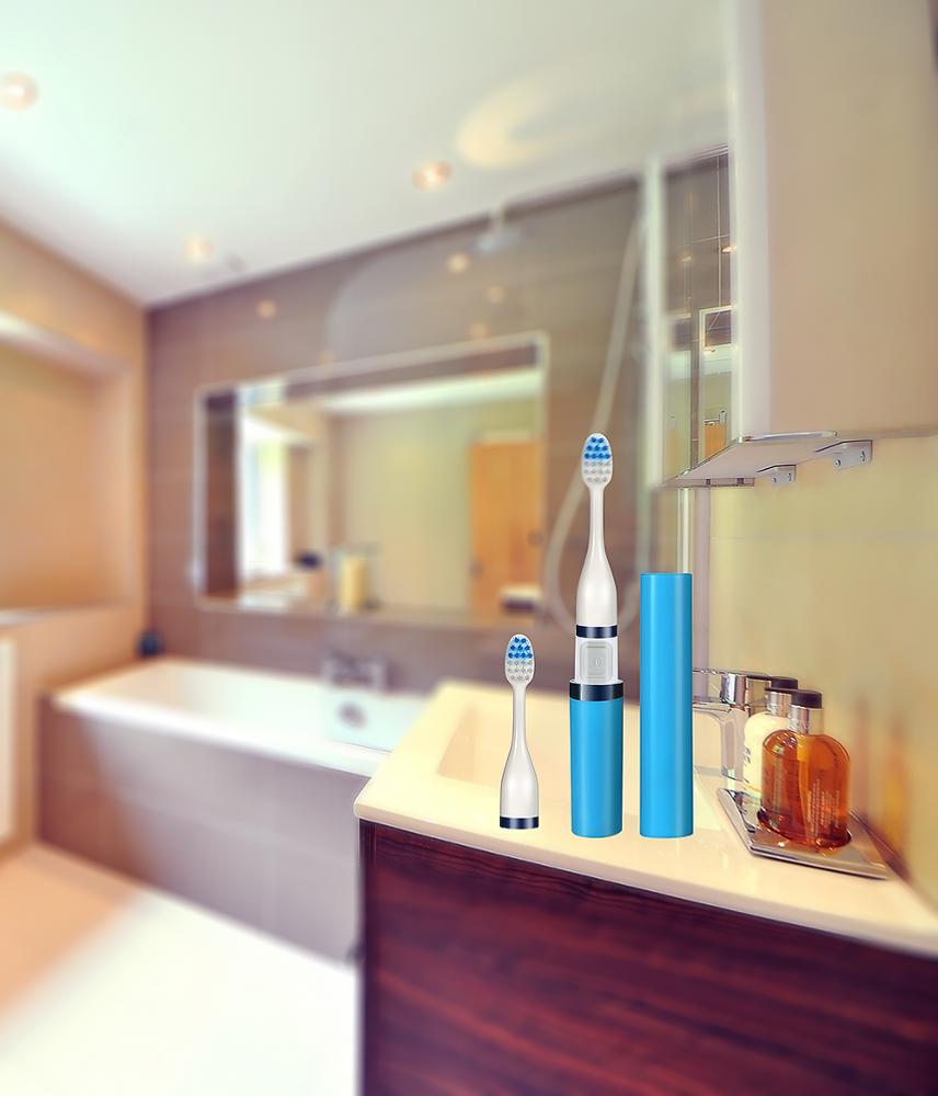 Double head electric toothbrush  with Sonic Powerful Vibration Battery Powered Waterproof and Portable  Electric  toothbrush