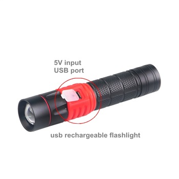 T6 LED Mini Power Flashlight USB 18650 Rechargeable EDC Zoomable Torch