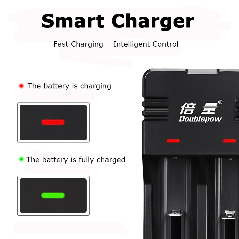 Doublepow UK63 Smart USB charger for 3.7V cylindrical li ion battery 10440 14500 16340 18500 18650 21700 26650