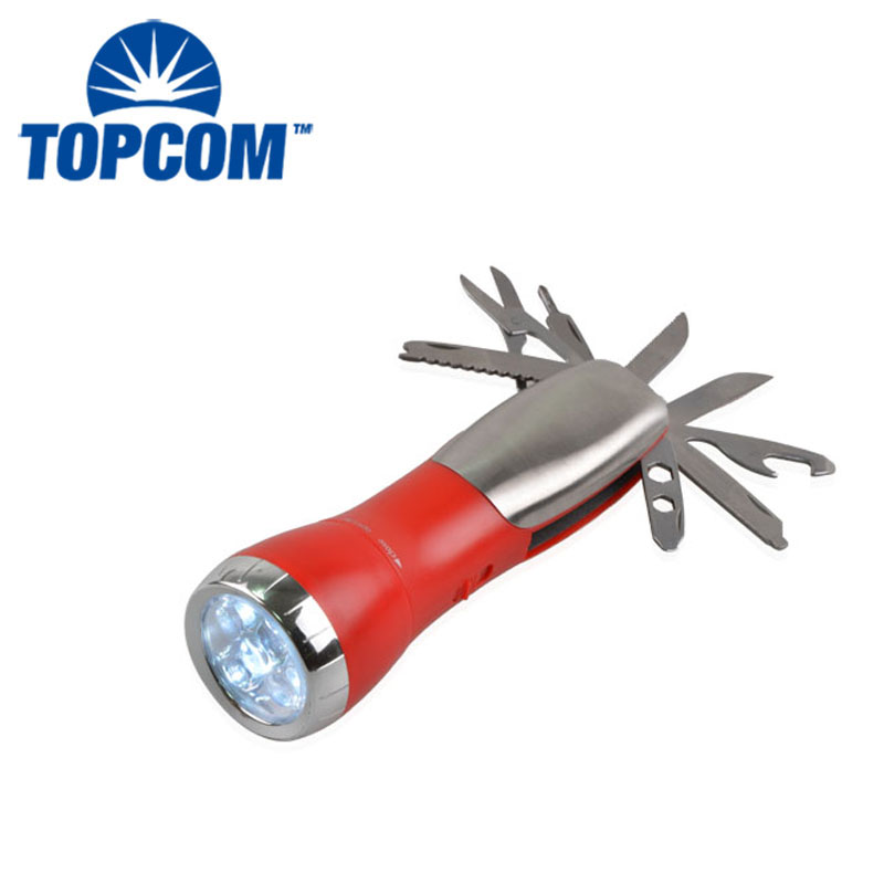 Plastic white and warning red led 3w multi tool led torch light