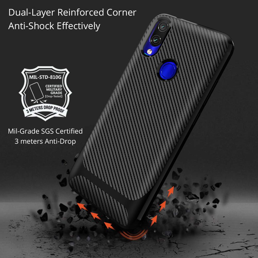 2019 New arrival Silicone carbon fiber phone case for Redmi Note 7 back cover